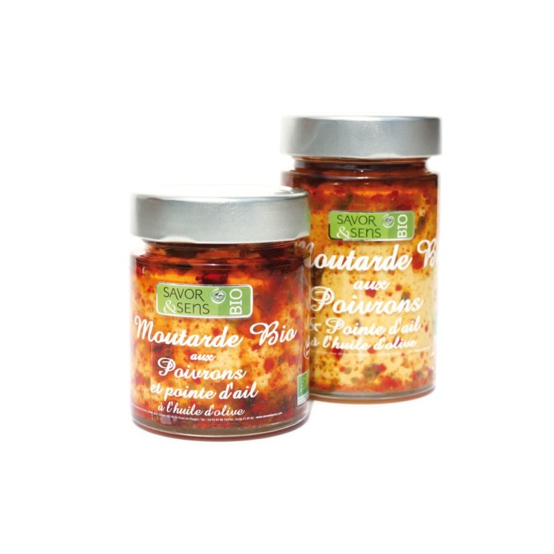 MOUTARDE BIO SAVEUR POIVRONS ET POINTE D'AIL 130G