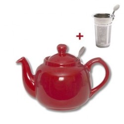 THÉIÈRE EN FAÏENCE ROUGE AVEC FILTRE 4 TASSES